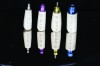 Fig 2. Examples of intraoral scan bodies for various implant platforms. Scan body on far right was used in this case for 5.5-mm conical-connection/platform-switch implant.